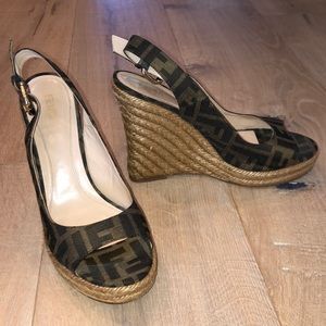 FENDI Authentic Zucca wedge espadrille